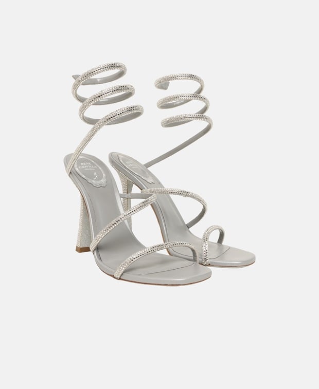 Rene Caovilla Cleo Cleopatra Sandals with calf lacing Grey