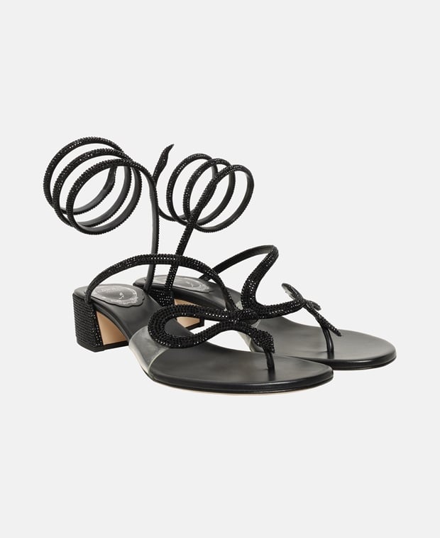 Rene Caovilla Morgana Sandals with calf lacing Black