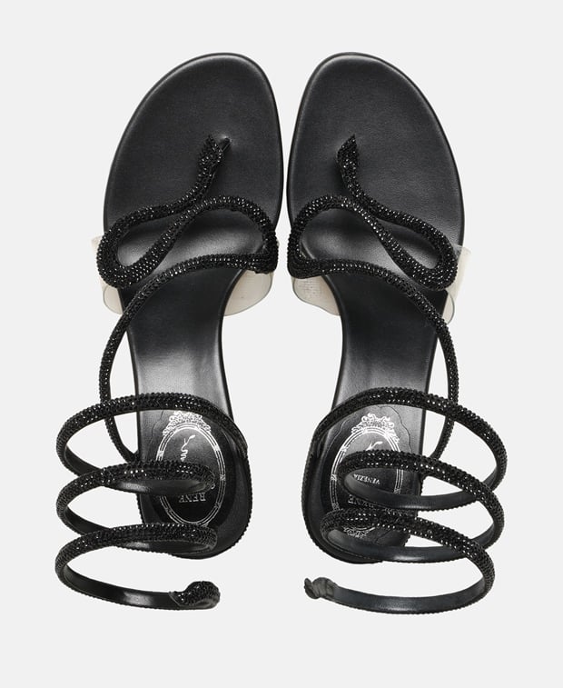 Rene Caovilla Morgana Sandals with calf lacing Black