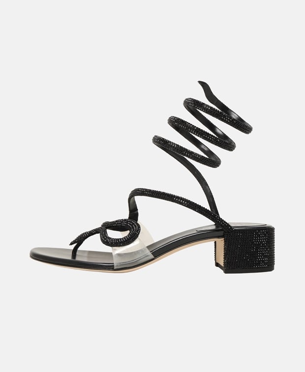 Rene Caovilla Morgana Sandals with calf lacing Black
