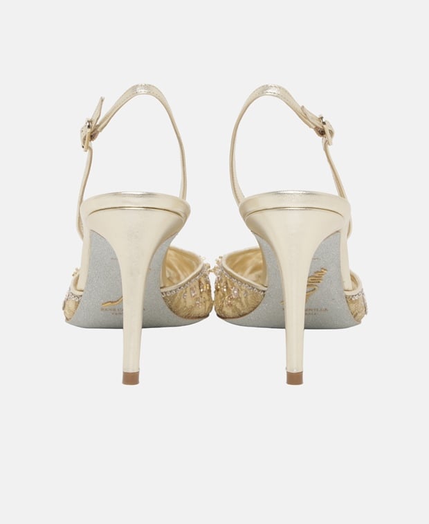Rene Caovilla Aretha Slingback pumps Gold