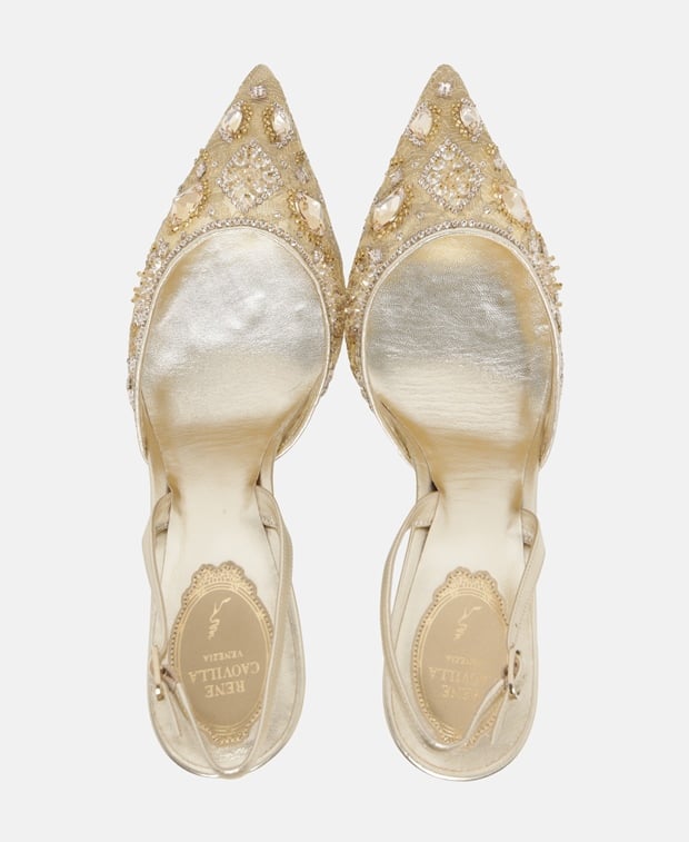 Rene Caovilla Aretha Slingback pumps Gold