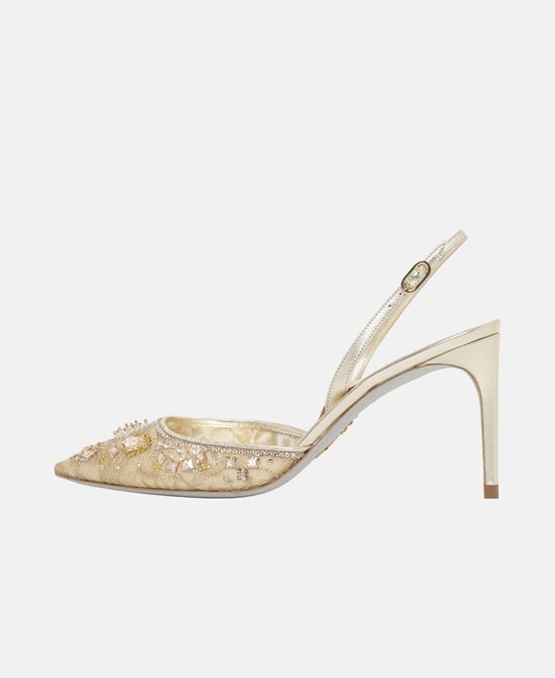 Rene Caovilla Aretha Slingback pumps Gold