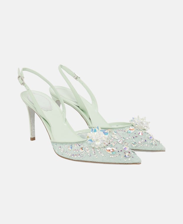 Rene Caovilla C36 Cinderella Slingback pumps Green