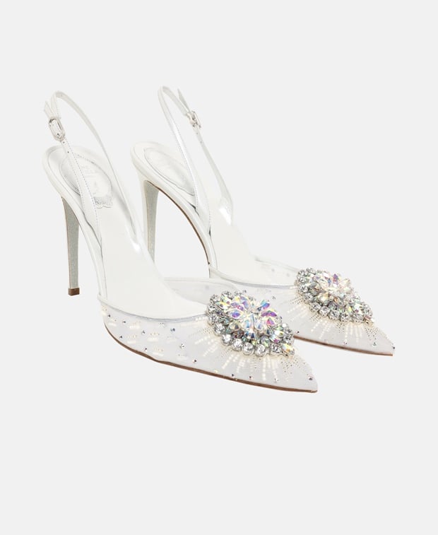 Rene Caovilla Barbara Slingback pumps White