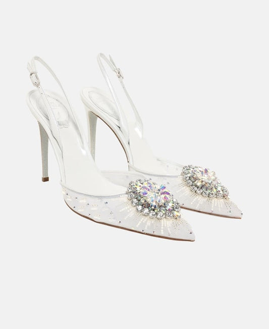 Rene Caovilla Barbara Slingback pumps White