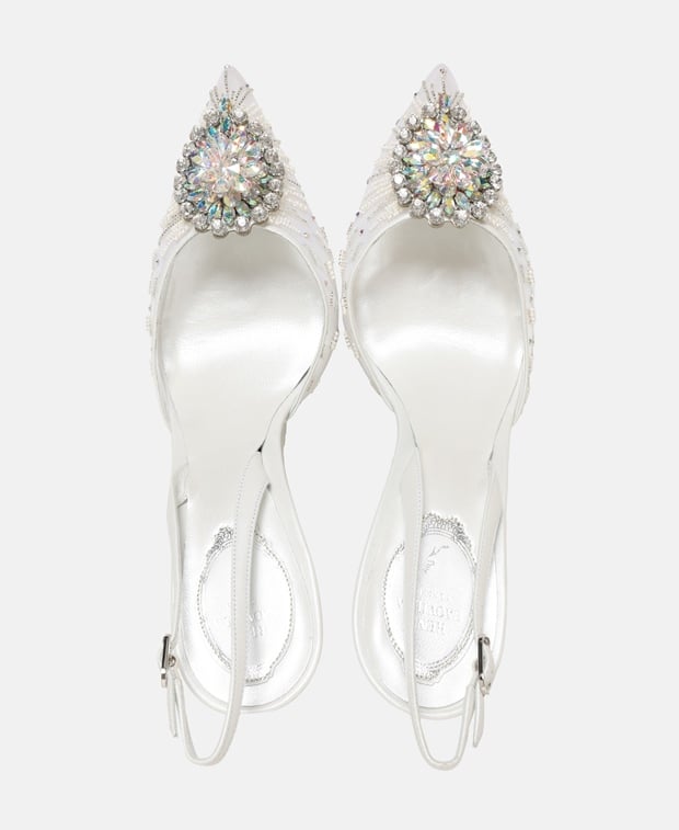 Rene Caovilla Barbara Slingback pumps White