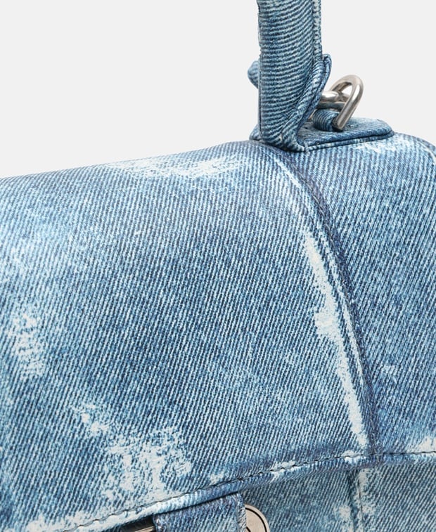 Balenciaga Hourglass Small Denim Leather handbag Light Blue