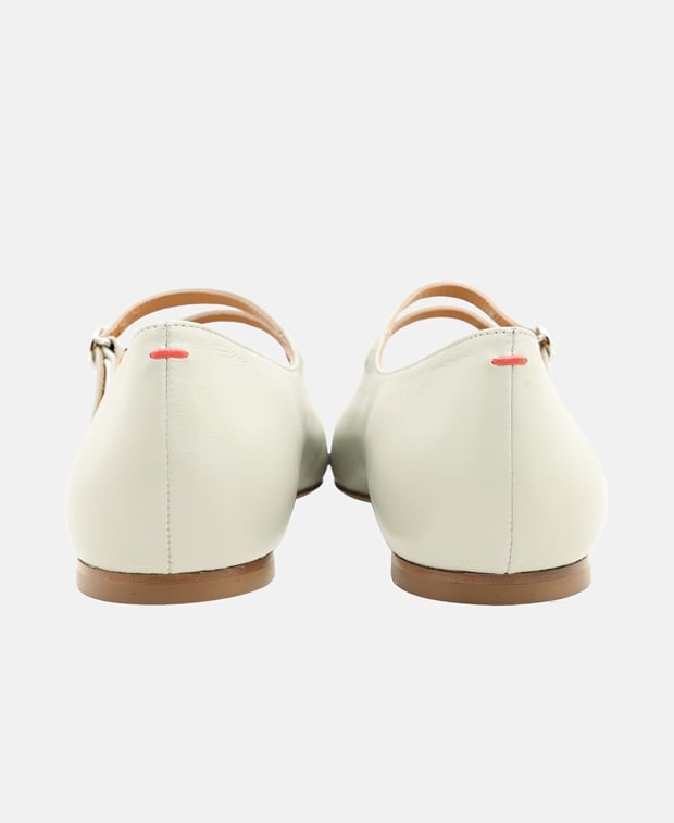 Aeyde Franny Ballerina flat with straps White