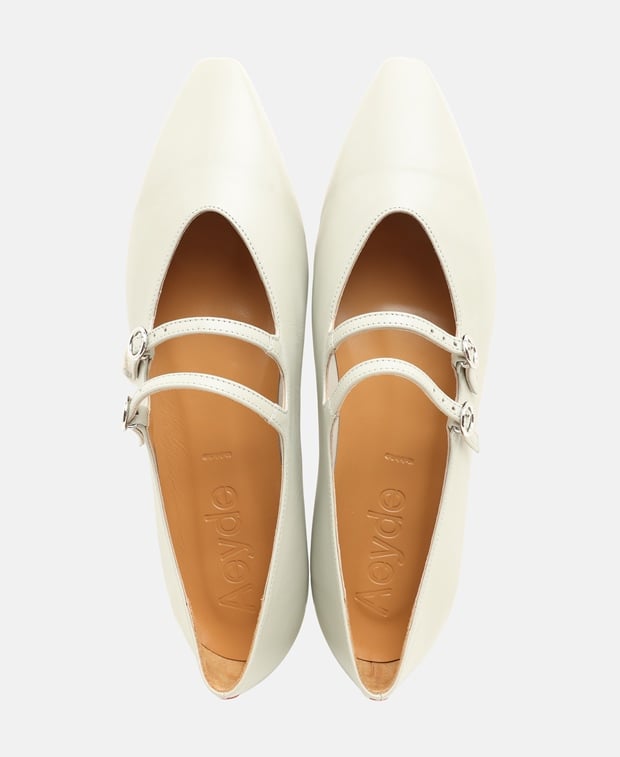 Aeyde Franny Ballerina flat with straps White