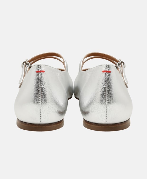 Aeyde Franny Ballerina flat with straps Silver