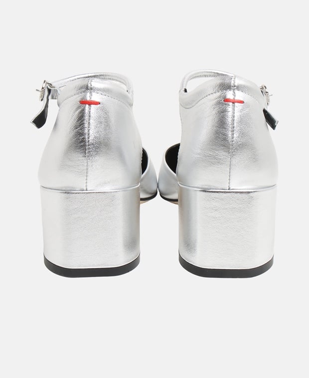 Aeyde Ankle strap pump Silver