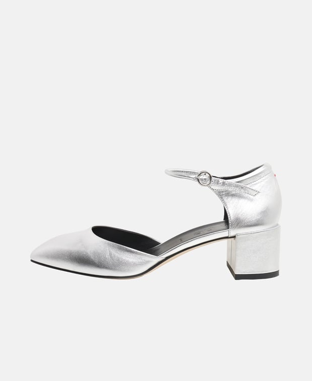 Aeyde Ankle strap pump Silver