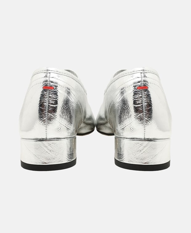 Aeyde Pippa Ballerina flat with straps Silver