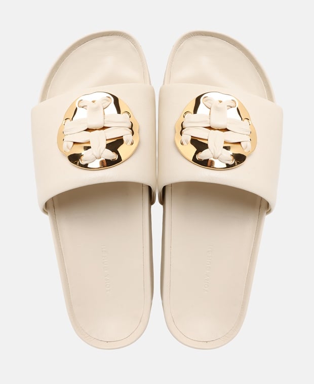 Tory Burch Wedged Mules Ecru