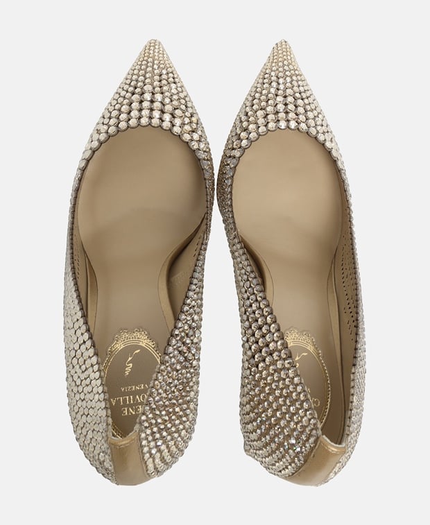 Rene Caovilla Carrie Pumps Gold