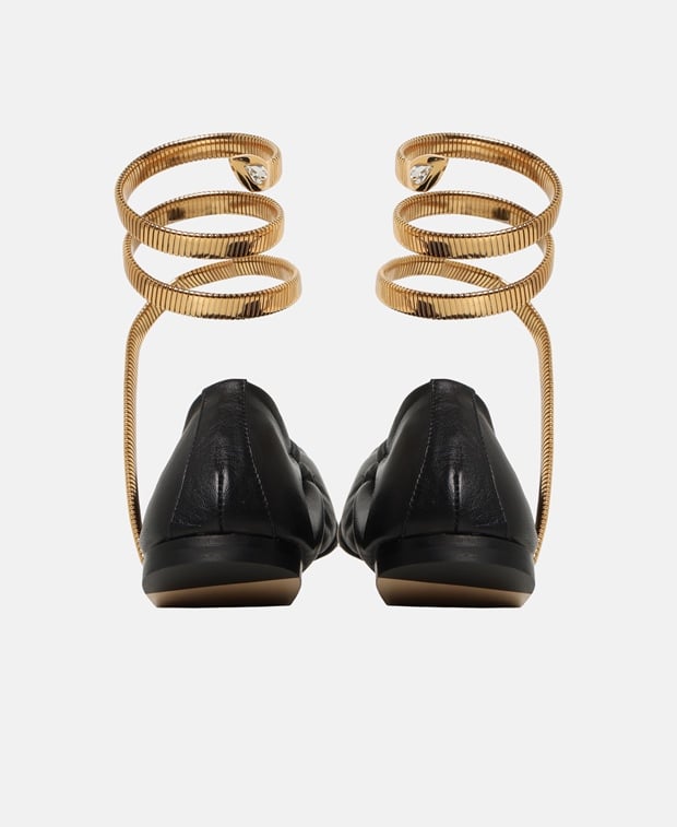 Rene Caovilla Juniper Ballerina with calf lacing Black