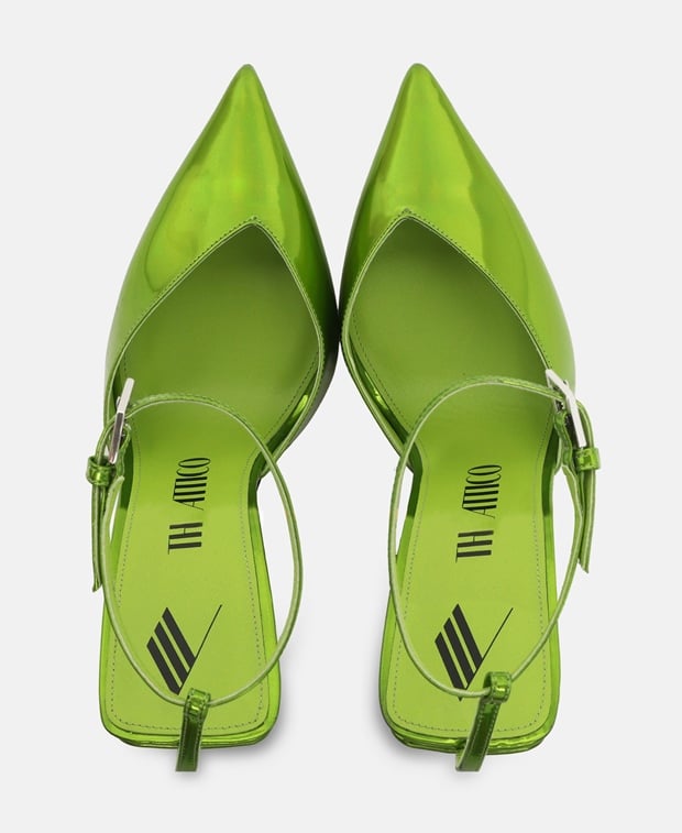 The Attico Perine Slingback pumps Neon Green