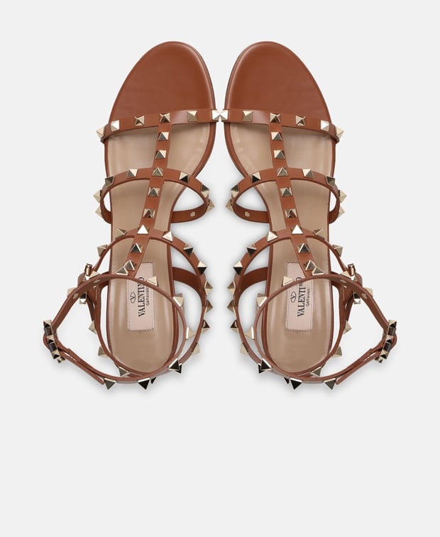 Valentino Garavani Rockstud Heeled sandals Coffee