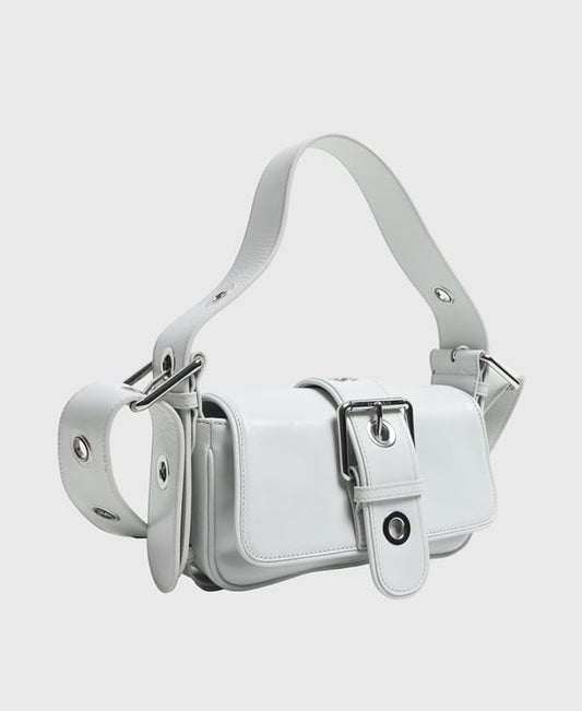 By Far Eloise Burrata Leather shoulder bag White