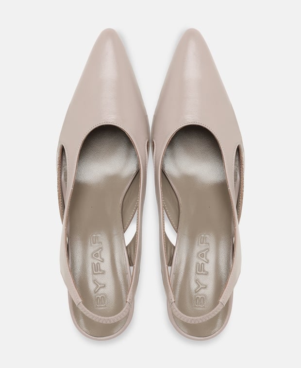 By Far Slingback pumps Runa fossil glossed nappa leather