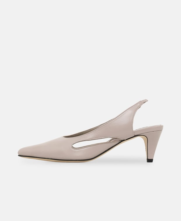 By Far Slingback pumps Runa fossil glossed nappa leather