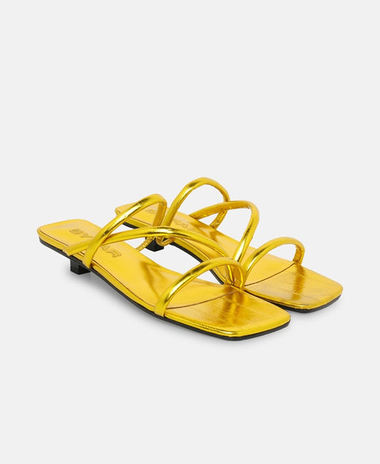 By Far Sandals Morena gold eel
