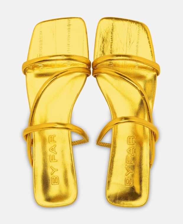 By Far Sandals Morena gold eel