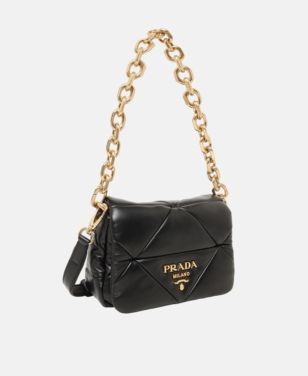 Prada System Nappa Patchwork Leather shoulder bag Black