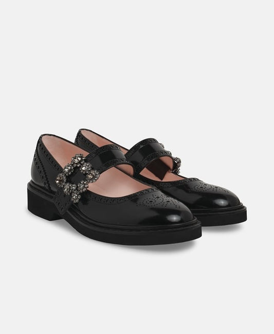 Roger Vivier Rangers Flower Ballerina flat with straps Black