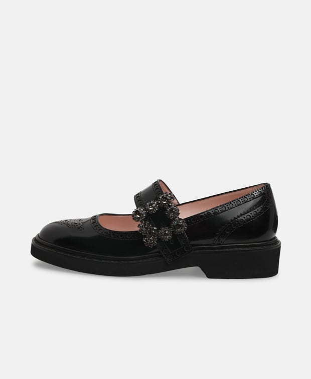 Roger Vivier Rangers Flower Ballerina flat with straps Black
