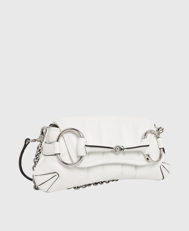 Gucci Horsebit Leather shoulder bag White
