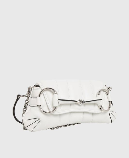 Gucci Horsebit Leather shoulder bag White