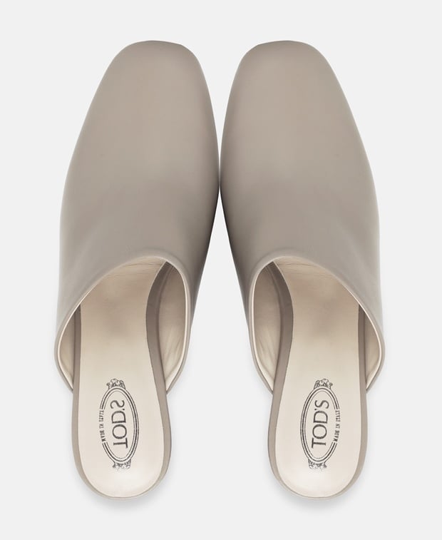Tod's Cuoio Mules Light Grey