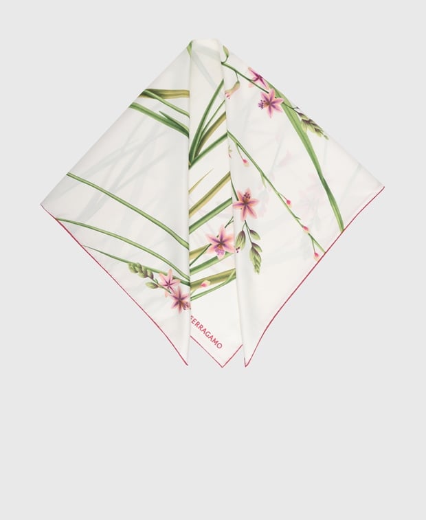 Salvatore Ferragamo Silk square scarf Natural