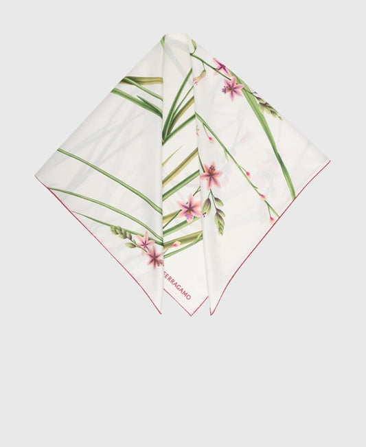 Salvatore Ferragamo Silk square scarf Natural
