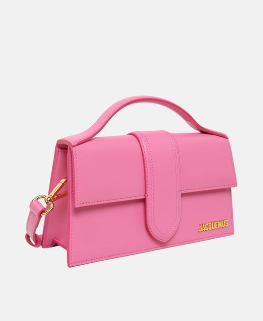 Jacquemus Le Grand Bambino Leather handbag Neon Pink