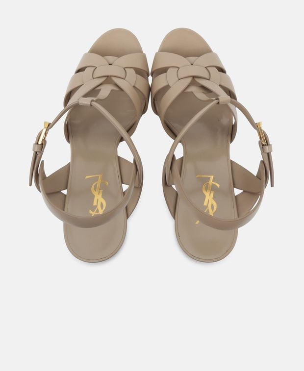 Saint Laurent King Palm Lux Ankle strap sandals Beige
