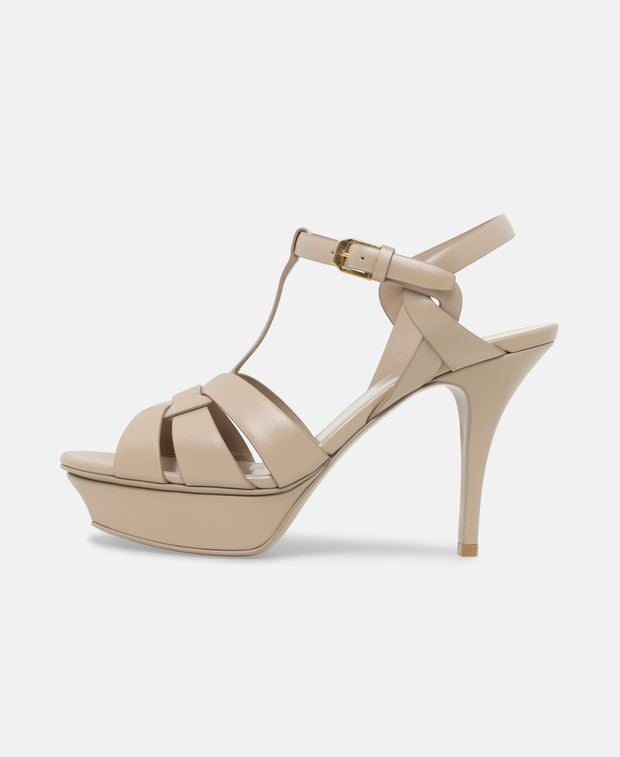 Saint Laurent King Palm Lux Ankle strap sandals Beige