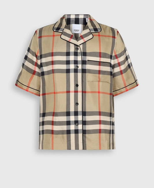 Burberry Short sleeve silk shirt Putty