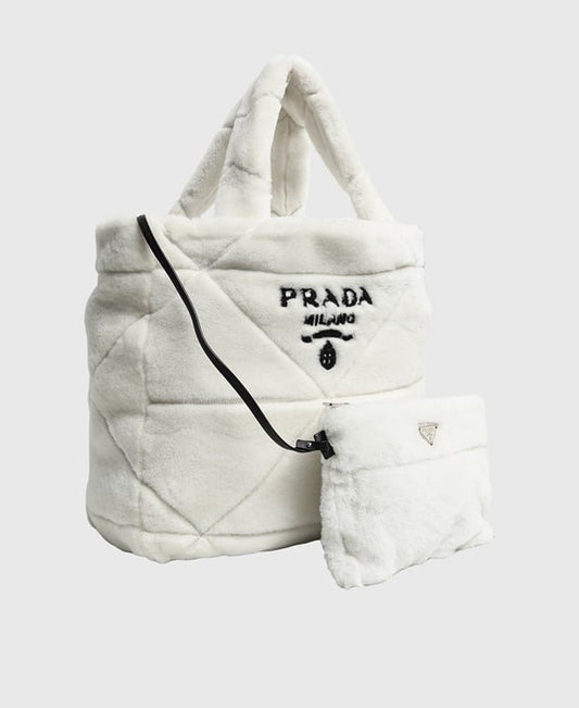 Prada Montone Leather shopper White