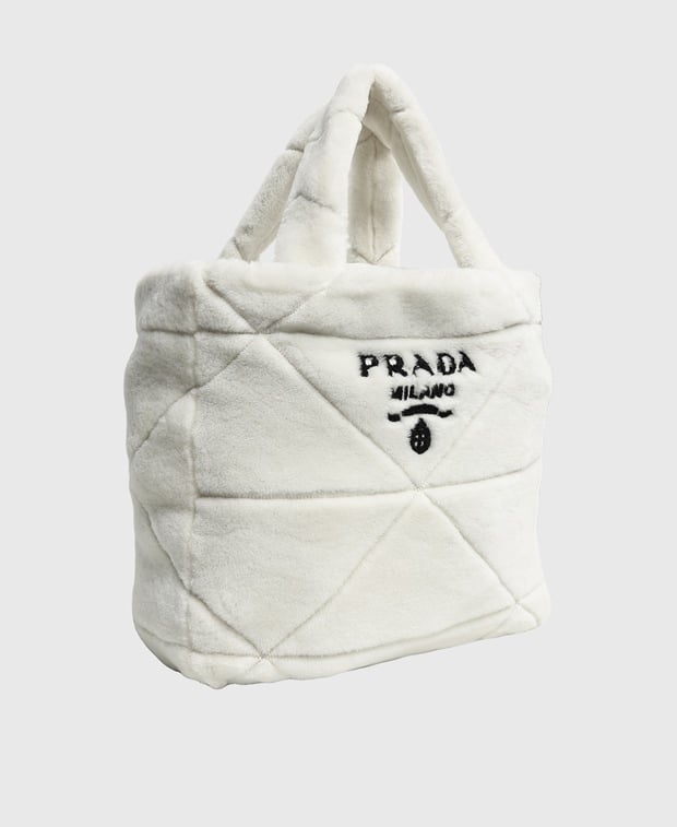 Prada Montone Leather shopper White