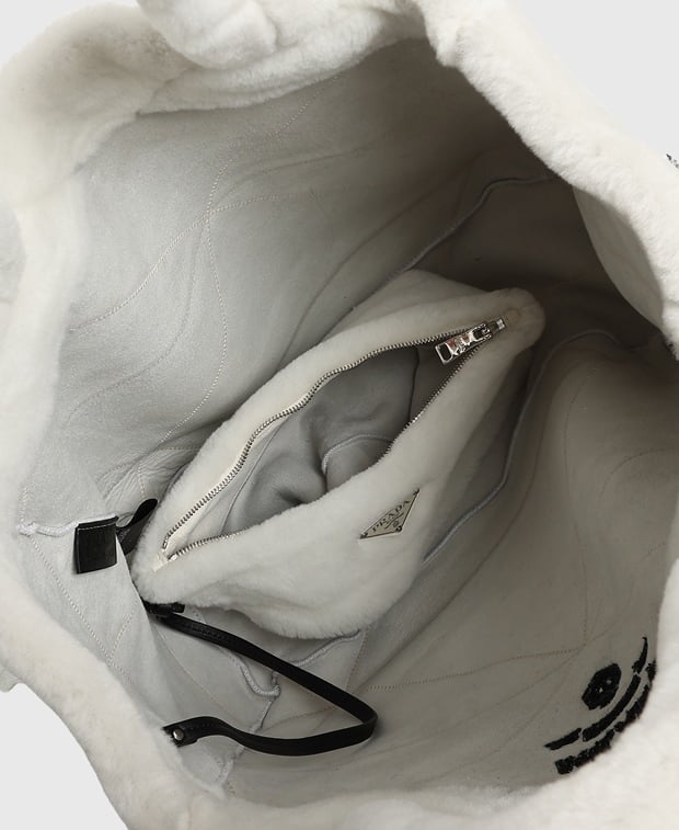 Prada Montone Leather shopper White