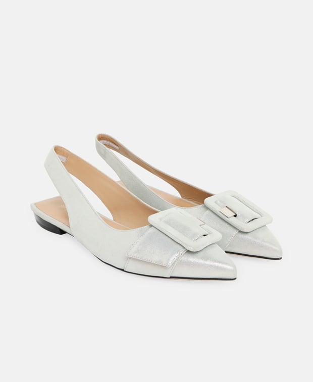 Sergio Rossi Dragon Slingback ballerina Silver