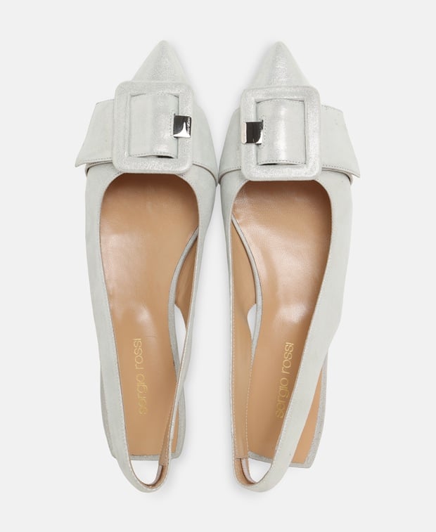 Sergio Rossi Dragon Slingback ballerina Silver