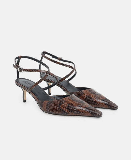 Aeyde Salome Ankle strap pump Dark Brown