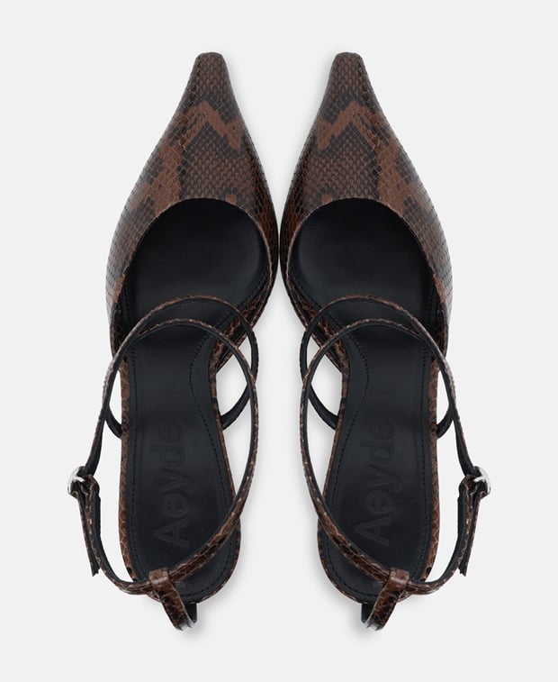 Aeyde Salome Ankle strap pump Dark Brown