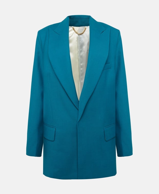 Victoria Beckham Wool-blend blazer Petrol