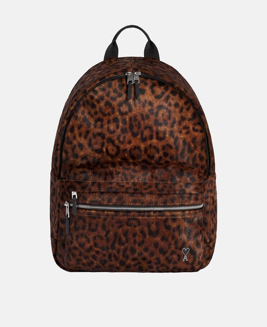 Ami Paris Leather backpack Tan