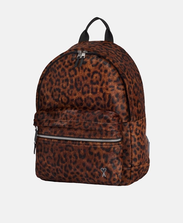 Ami Paris Leather backpack Tan